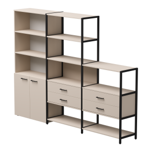 Набор стеллажных систем №12 Everprof EVO 2435x385x1840 Кашемир/Черный