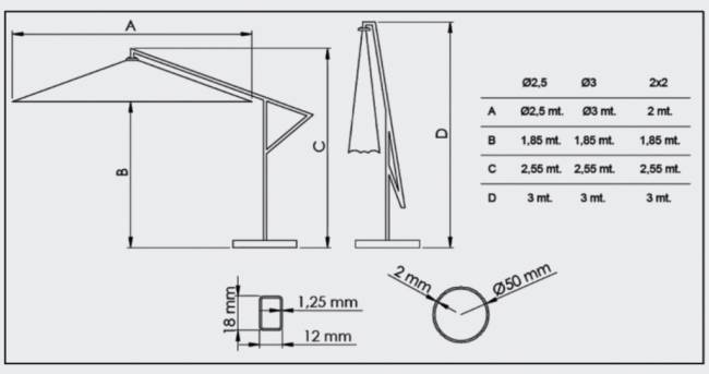 Зонт садовый  Ø2.5 м Kiwi Plus Ø2500 мм