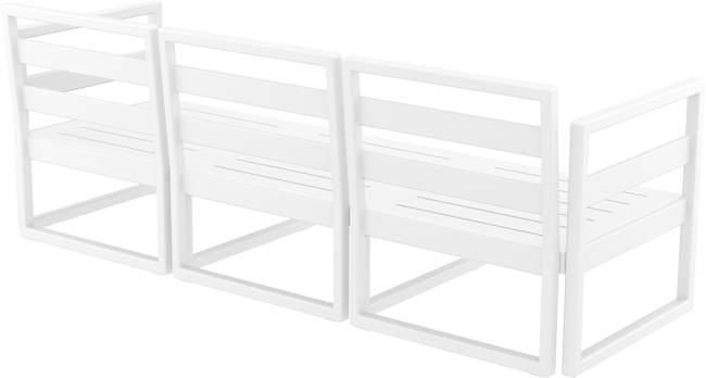 Диван пластиковый трехместный с подушками Mykonos XL белый, черный 2000х720х750 мм