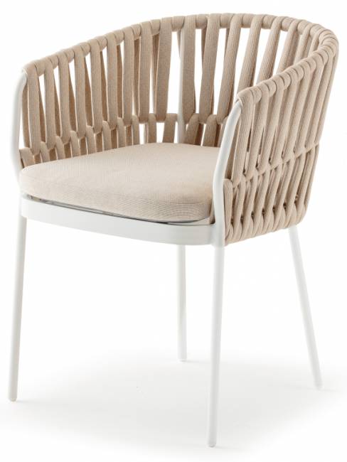 Кресло плетеное с подушкой Soho белый, конопляный 600х580х780 мм