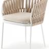 Кресло плетеное с подушкой Soho белый, конопляный 600х580х780 мм