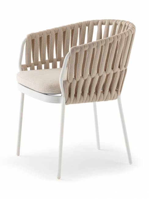 Кресло плетеное с подушкой Soho белый, конопляный 600х580х780 мм