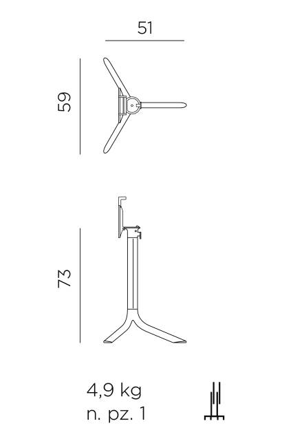 Подстолье металлическое складное Flute белый 590х510х730 мм