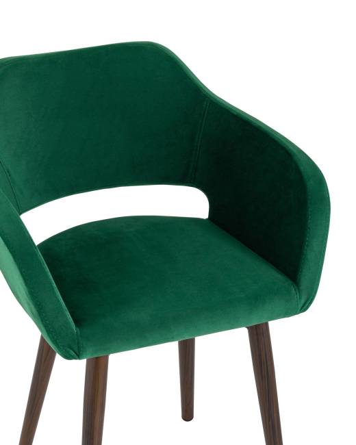 Стул с подлокотниками Саймон велюр темно-зеленый