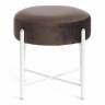 Банкетка AMBER металл, ткань, 41*41*40 см, темно-коричневый/белый