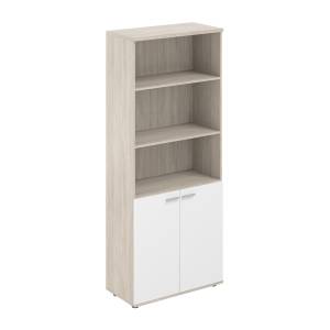 SG.851.OL.WH / Шкаф высокий полуоткрытый 800х400х1955, 2-х дв, з.ст ЛДСП 16 мм / корпус: дуб светлый; фасады: белый