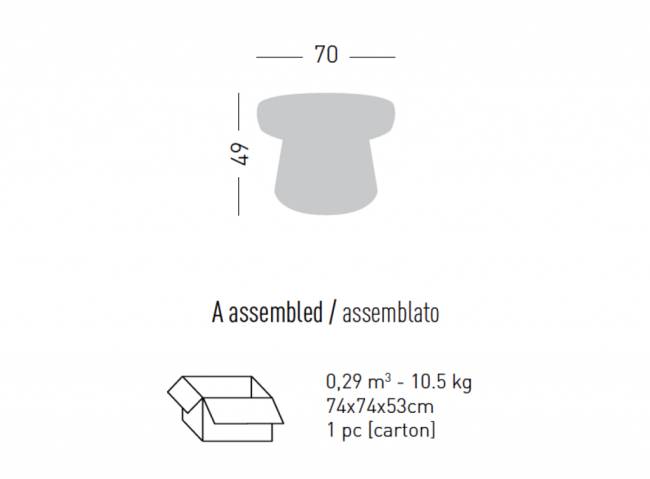 Пуф мягкий Salt 70 Ø700х490 мм