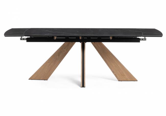 Керамический стол Шаннон 180(240)х90х79 черный мрамор / дуб монтана