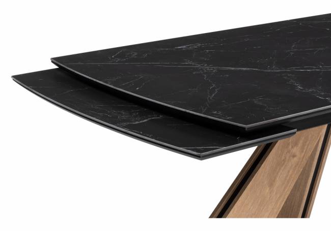 Керамический стол Шаннон 180(240)х90х79 черный мрамор / дуб монтана