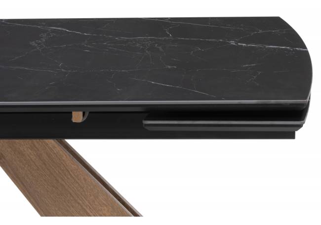 Керамический стол Шаннон 180(240)х90х79 черный мрамор / дуб монтана