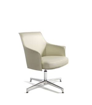 Кресло офисное / Бордо CF / слоновая кость кожа / алюминиевая крестовина