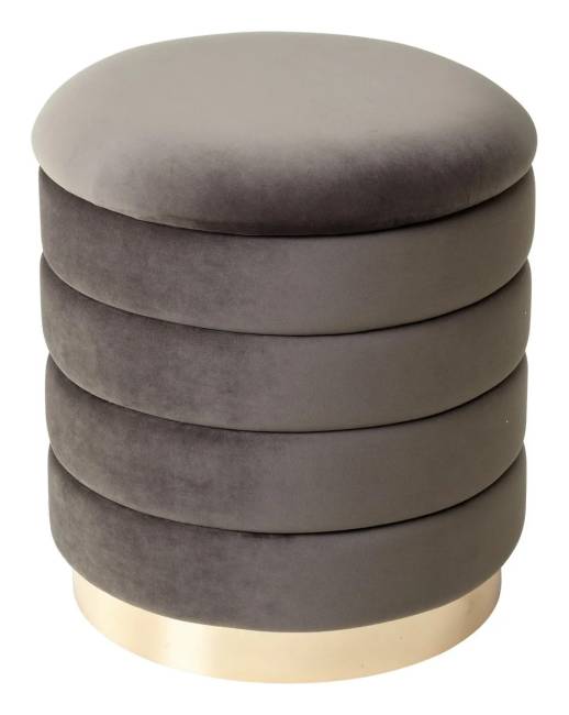 Пуф для гостиной ФРЕД графит #14, велюр / золотой каркас М-City