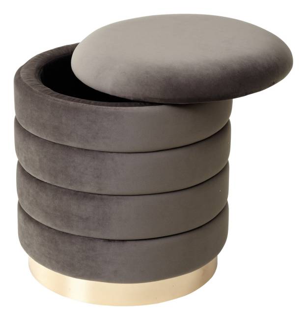 Пуф для гостиной ФРЕД графит #14, велюр / золотой каркас М-City