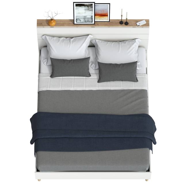 Двуспальная кровать Муссон с ортопедическим основанием цвет белый/дуб эндгрейн элегантный