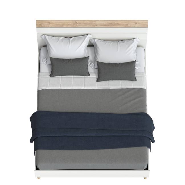 Двуспальная кровать Муссон с ортопедическим основанием цвет белый/дуб эндгрейн элегантный