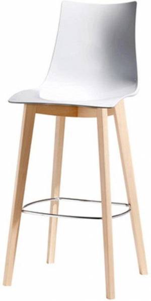 Стул барный пластиковый Natural Zebra Antishock натуральный бук, белый 480х500х1140 мм