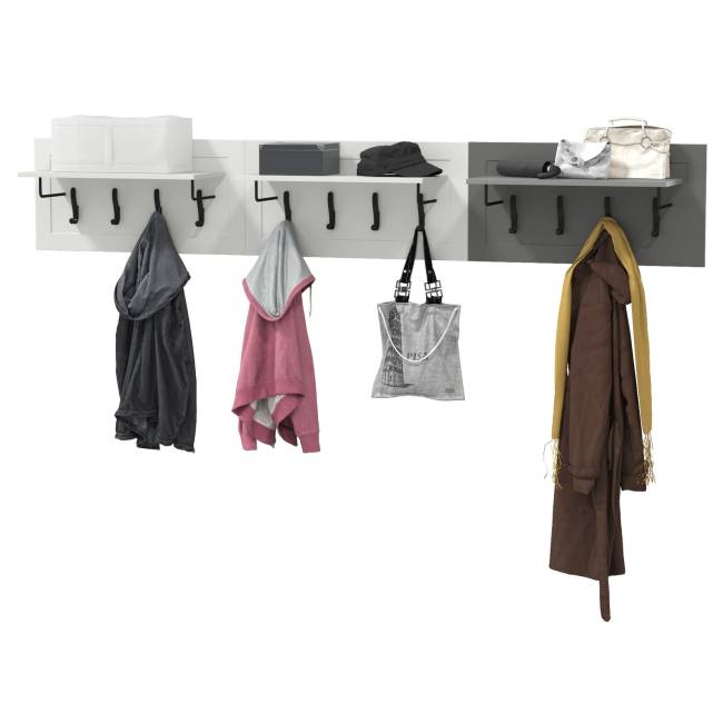 Три вешалки для верхней одежды Остин цвет белый шагрень/серый графит