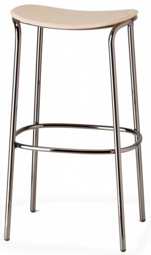 Табурет деревянный полубарный Trick Wood черный глянцевый никель, натуральный дуб 350х350х670 мм