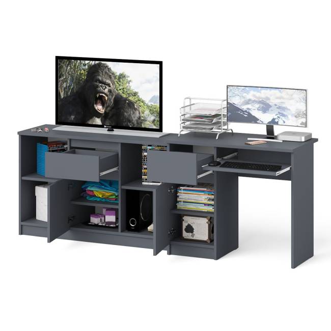 Стол компьютерный МС-1 левый с тумбой 1204 Мори цвет графит