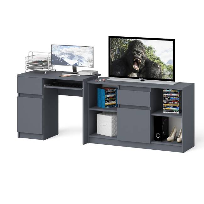 Стол компьютерный МС-1 левый с тумбой 1204 Мори цвет графит