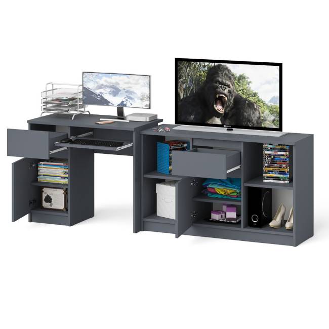 Стол компьютерный МС-1 левый с тумбой 1204 Мори цвет графит