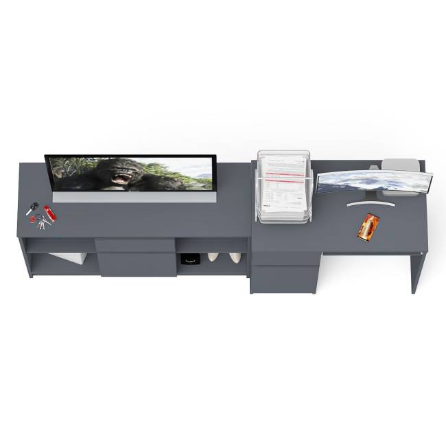 Стол компьютерный МС-1 левый с тумбой 1204 Мори цвет графит