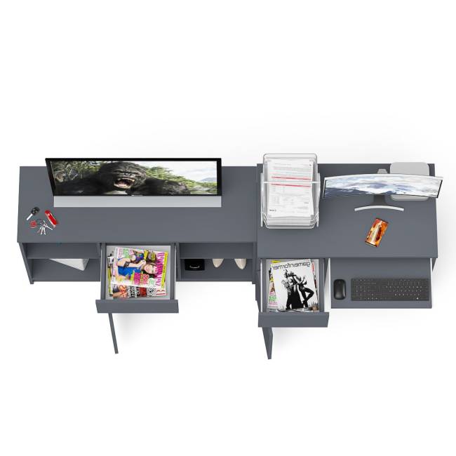 Стол компьютерный МС-1 левый с тумбой 1204 Мори цвет графит