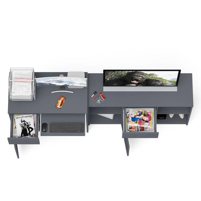 Стол компьютерный МС-1 левый с тумбой 1204 Мори цвет графит