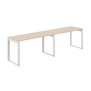 AG.172.AR.L.72.WH / Рабочая станция s-b-s 2800х600х750 / профиль О-образный: 70х20 белый; лючок: серебро; столешница: акация равелло