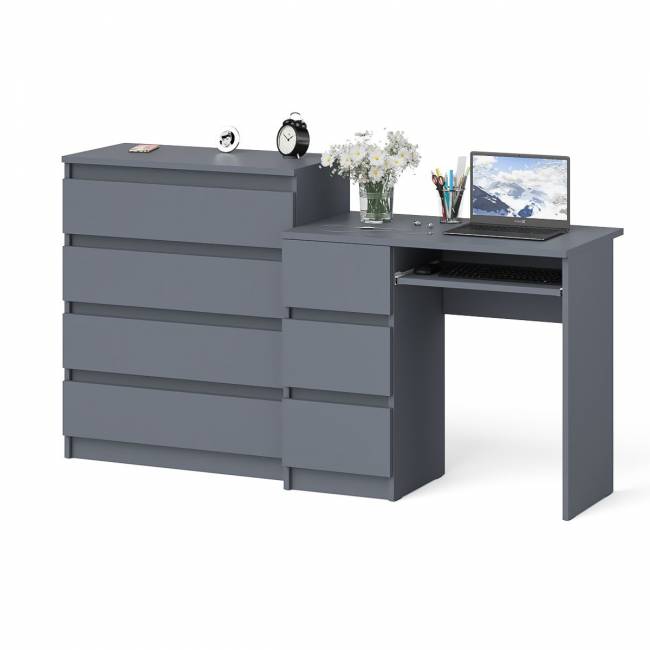 Стол компьютерный МС-6 левый с комодом МК800.4 Мори цвет графит