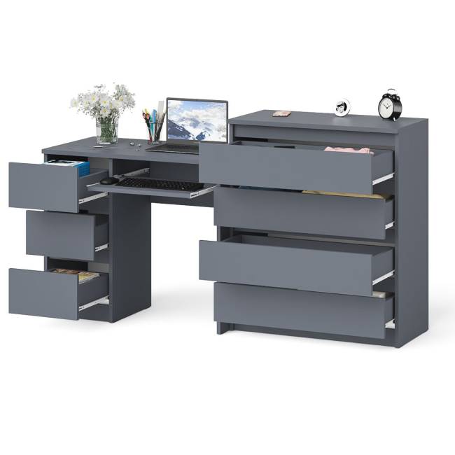 Стол компьютерный МС-6 левый с комодом МК800.4 Мори цвет графит