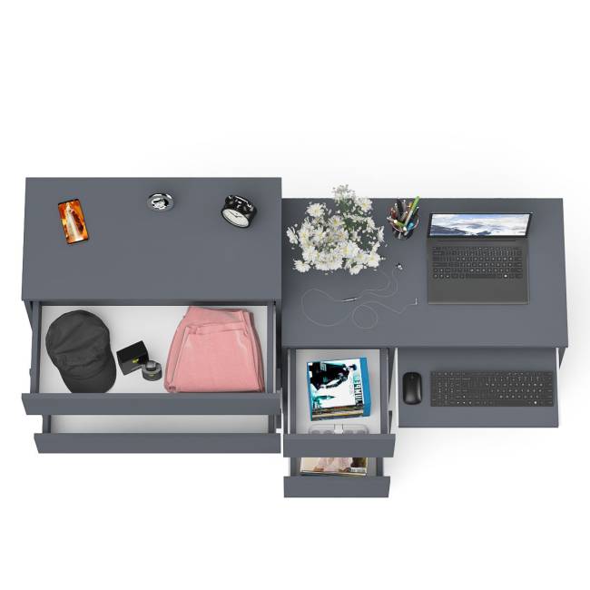 Стол компьютерный МС-6 левый с комодом МК800.4 Мори цвет графит