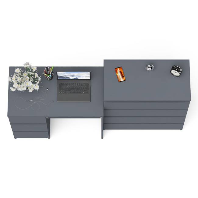 Стол компьютерный МС-6 левый с комодом МК800.4 Мори цвет графит