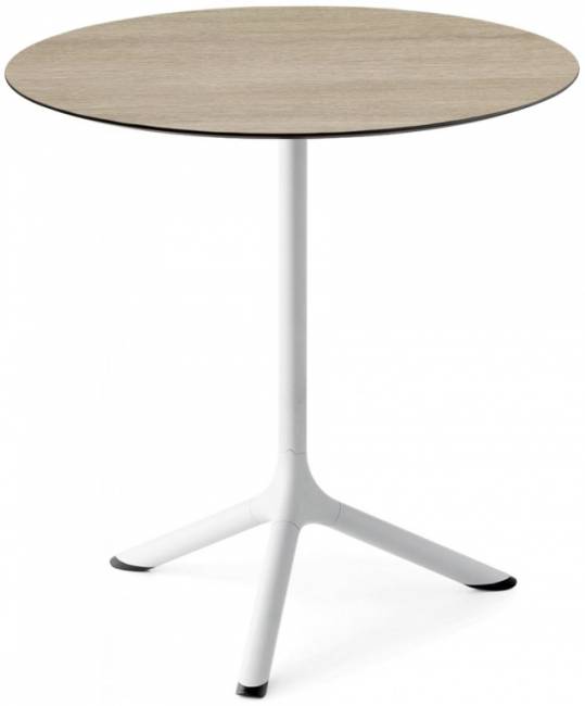 Стол ламинированный обеденный складной Tripe Folding белый, состаренный дуб тортора Ø700х740 мм Стол ламинированный обеденный складной Tripe Folding белый, состаренный дуб тортора Ø700х740 мм