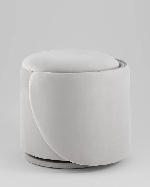 Пуф-трансформер Таунсвилл вращающийся с ящиком велюр светло-серый