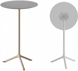 Стол ламинированный барный складной Tripe Folding тортора, светло-серый Ø600х1100 мм