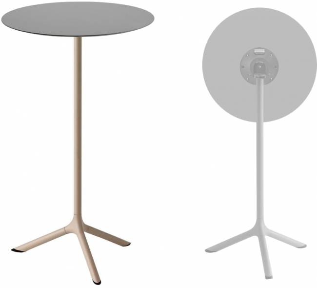 Стол ламинированный барный складной Tripe Folding тортора, светло-серый Ø600х1100 мм