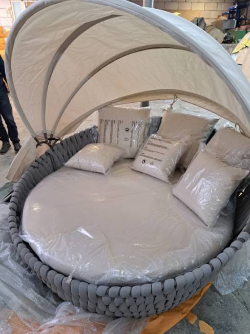 Лаунж-диван плетеный Samui тортора, бежевый 1700х1800х800 мм