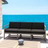 Диван пластиковый трехместный с подушками Mykonos XL бежевый, черный 2000х720х750 мм
