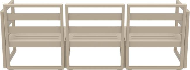 Диван пластиковый трехместный с подушками Mykonos XL бежевый, черный 2000х720х750 мм