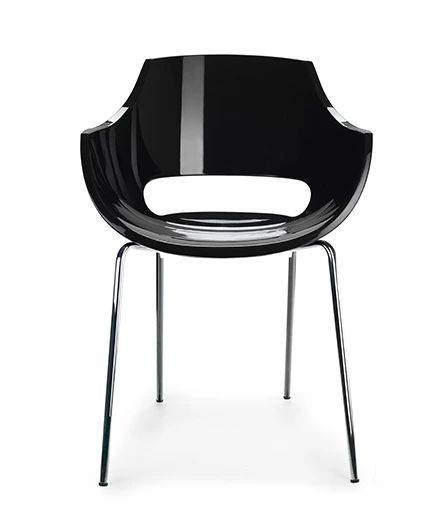 Кресло пластиковое Opal-ML хромированный, черный 600х600х810 мм