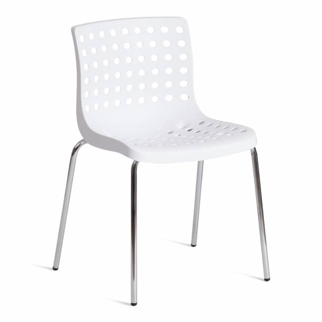 Стул SKALBERG (mod. C-084-A) / 1 шт. в упаковке металл/пластик, 46 х 56 х 79 см, White (белый) / Chrome (хром) White (белый) / Chrome (хром) металл/пластик