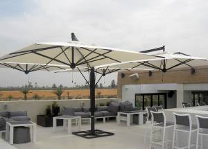 Зонт профессиональный четырехкупольный 7х7 м Alu Poker Dark антрацит, слоновая кость 7000х7000 мм