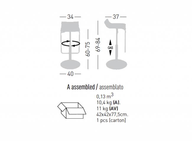 Стул пластиковый барный Micro A 340х370х690-840 мм