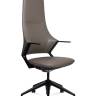 Кресло офисное / Хан / Han / серая кожа / черная алюминиевая база