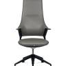 Кресло офисное / Хан / Han / серая кожа / черная алюминиевая база