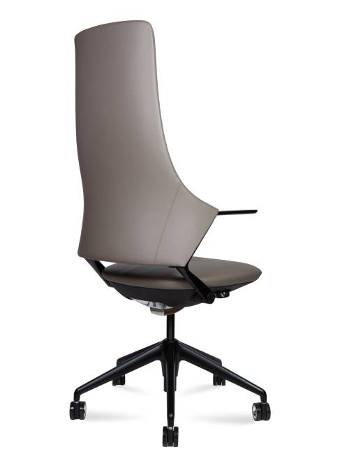 Кресло офисное / Хан / Han / серая кожа / черная алюминиевая база