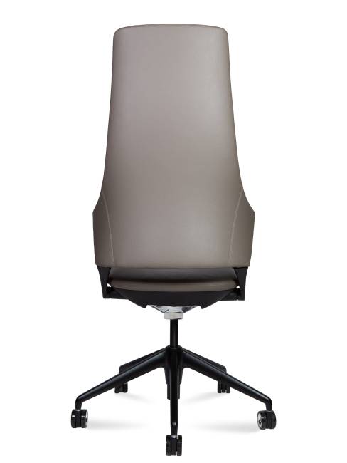Кресло офисное / Хан / Han / серая кожа / черная алюминиевая база