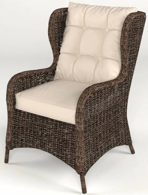 Кресло "Малага Классик", из искусственного ротанга, коричневый, белый