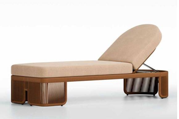 Шезлонг Flecto ПРОТОТИП (без упаковки) Роуп 5 мм (круглый, террокотовый) №7, RAL 8011, Ткань Jamaica beige